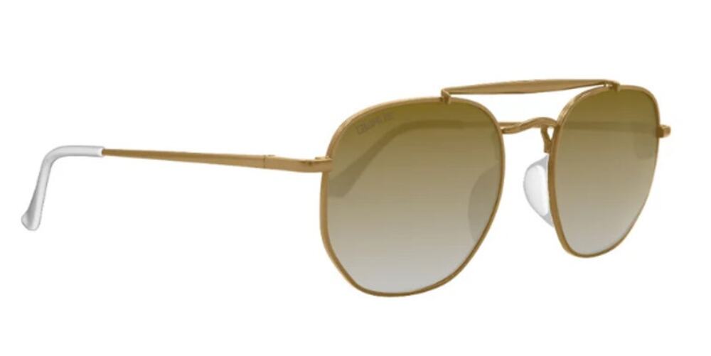 Mens Geometric Double Bridge Gold Frame & Lens Sunglasses Fashion Eyewear
